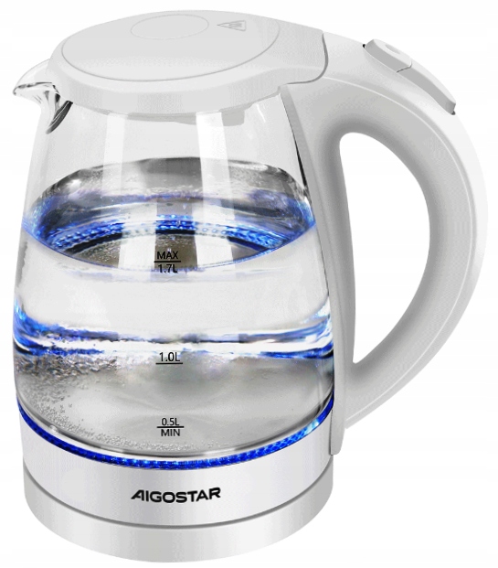 Rýchlovarná kanvica Aigostar Sklenená varná kanvica 1850W-2200W 1,7L Aigostar 2200 W 1700 l priehľadná